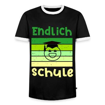 Endlich in die Schule Smile Schulbeginn T shirt - Männer Kontrast-T-Shirt - Schwarz/Weiß - Vorne - AI Model Female 172 light (172cm) & AI Model Male 178 light (178cm)
