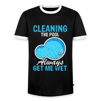 Lifeguard Designs for Pool Technicians - Men's Ringer Shirt - black/white - Front - AI Model Female 172 light (172cm) & AI Model Male 178 light (178cm)