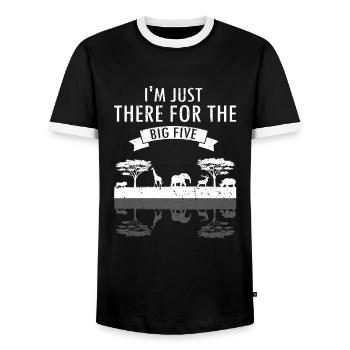 Safari Family Holiday Design pour l’Afrique Savannah - T-shirt contrasté Homme - noir/blanc - Devant - AI Model Female 172 light (172cm) & AI Model Male 178 light (178cm)