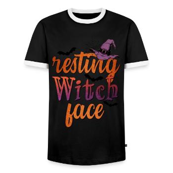 Halloween Resting Witch Face - Männer Kontrast-T-Shirt - Schwarz/Weiß - Vorne - AI Model Female 172 light (172cm) & AI Model Male 178 light (178cm)