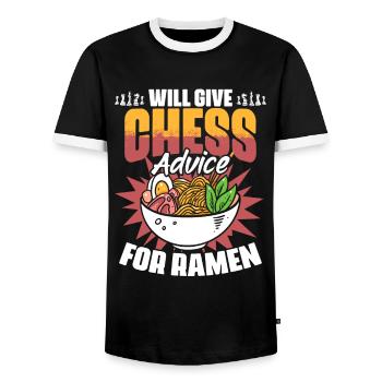 Chess Lesson Funny Board Game Enthusiast - Men's Ringer Shirt - black/white - Front - AI Model Female 172 light (172cm) & AI Model Male 178 light (178cm)