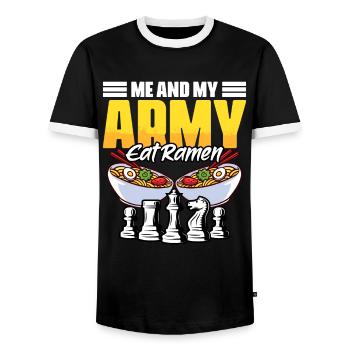 Funny board game sports humor for a - Men's Ringer Shirt - black/white - Front - AI Model Female 172 light (172cm) & AI Model Male 178 light (178cm)
