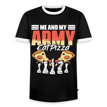 Funny board game sports humor for a - Men's Ringer Shirt - black/white - Front - AI Model Female 172 light (172cm) & AI Model Male 178 light (178cm)