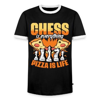 Funny chessboard game humor for a - Men's Ringer Shirt - black/white - Front - AI Model Female 172 light (172cm) & AI Model Male 178 light (178cm)