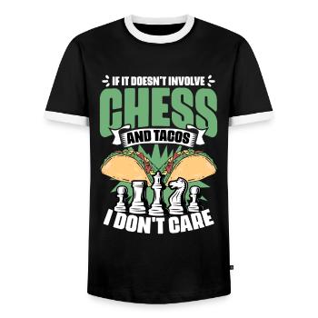 Funny board game humor for a - Men's Ringer Shirt - black/white - Front - AI Model Female 172 light (172cm) & AI Model Male 178 light (178cm)