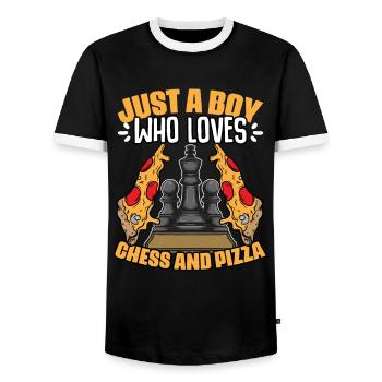 Just a boy who played funny chessboard games for - Men's Ringer Shirt - black/white - Front - AI Model Female 172 light (172cm) & AI Model Male 178 light (178cm)