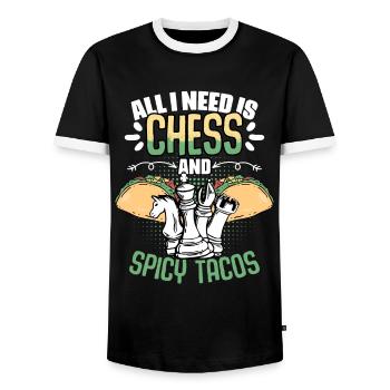 All I need is funnier - Men's Ringer Shirt - black/white - Front - AI Model Female 172 light (172cm) & AI Model Male 178 light (178cm)
