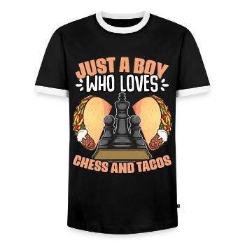 Just a boy who played funny chessboard games for - Men's Ringer Shirt - black/white - Front - AI Model Female 172 light (172cm) & AI Model Male 178 light (178cm)