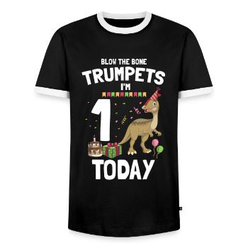 Parasaurolophus for dinosaurs and fosil hunters - Men's Ringer Shirt - black/white - Front - AI Model Female 172 light (172cm) & AI Model Male 178 light (178cm)