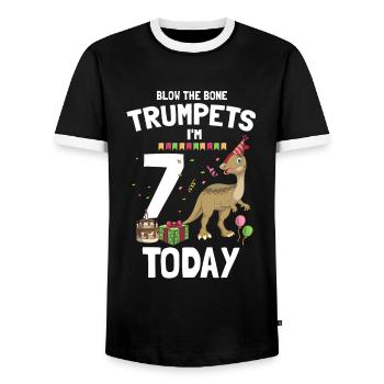 Parasaurolophus for dinosaurs and fosil hunters - Men's Ringer Shirt - black/white - Front - AI Model Female 172 light (172cm) & AI Model Male 178 light (178cm)