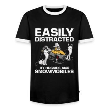 Snowmobiler and Skidoo Design - Men's Ringer Shirt - black/white - Front - AI Model Female 172 light (172cm) & AI Model Male 178 light (178cm)