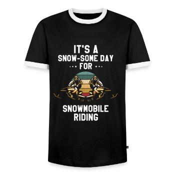Snowmobile design for skidoo riders birthday - Men's Ringer Shirt - black/white - Front - AI Model Female 172 light (172cm) & AI Model Male 178 light (178cm)