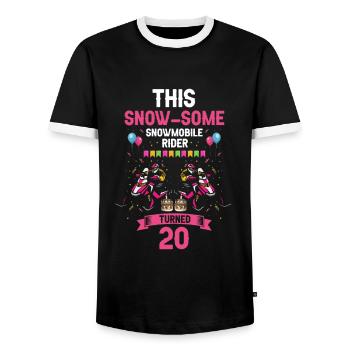 Snowmobile design for skidoo riders birthday - Men's Ringer Shirt - black/white - Front - AI Model Female 172 light (172cm) & AI Model Male 178 light (178cm)
