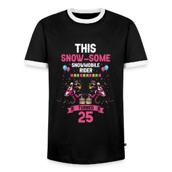 Snowmobile design for skidoo riders birthday - Men's Ringer Shirt - black/white - Front - AI Model Female 172 light (172cm) & AI Model Male 178 light (178cm)
