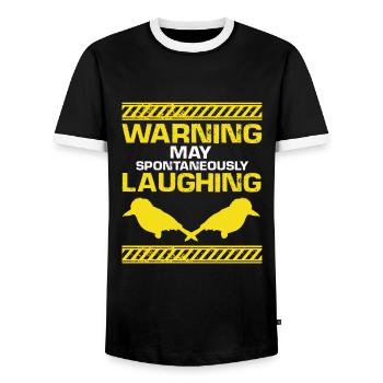 Australian King Fisherman and Lanchender Bird - Men's Ringer Shirt - black/white - Front - AI Model Female 172 light (172cm) & AI Model Male 178 light (178cm)