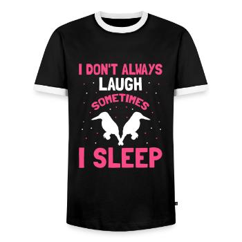 Kookaburra Design und Lachender Vogel - Männer Kontrast-T-Shirt - Schwarz/Weiß - Vorne - AI Model Female 172 light (172cm) & AI Model Male 178 light (178cm)