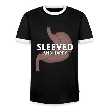 Gastric Bypass and Gastric Bypass Operation Design - Men's Ringer Shirt - black/white - Front - AI Model Female 172 light (172cm) & AI Model Male 178 light (178cm)