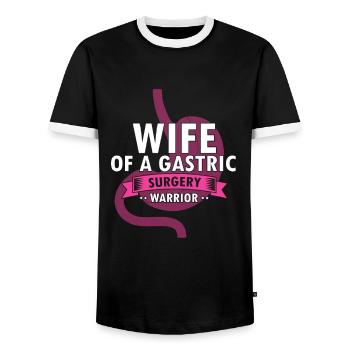 Gastric Bypass and Gastric Bypass Operation Design - Men's Ringer Shirt - black/white - Front - AI Model Female 172 light (172cm) & AI Model Male 178 light (178cm)