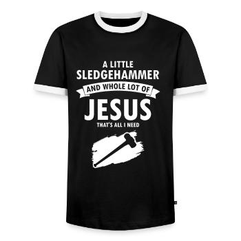 Conception de démolition de maisons et rénovation de maisons - T-shirt contrasté Homme - noir/blanc - Devant - AI Model Female 172 light (172cm) & AI Model Male 178 light (178cm)