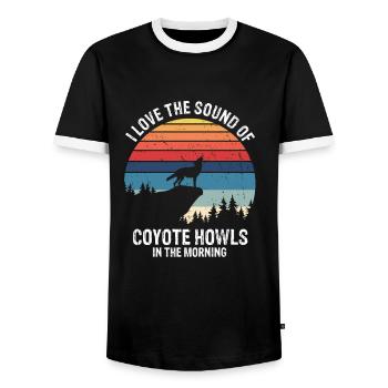 Conception de chasseur de coyote pour la chasse au coyote - T-shirt contrasté Homme - noir/blanc - Devant - AI Model Female 172 light (172cm) & AI Model Male 178 light (178cm)