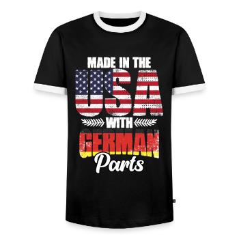 Made in the USA Fantastic Germany - Men's Ringer Shirt - black/white - Front - AI Model Female 172 light (172cm) & AI Model Male 178 light (178cm)