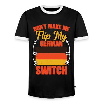 Don't let me my funny German - Men's Ringer Shirt - black/white - Front - AI Model Female 172 light (172cm) & AI Model Male 178 light (178cm)