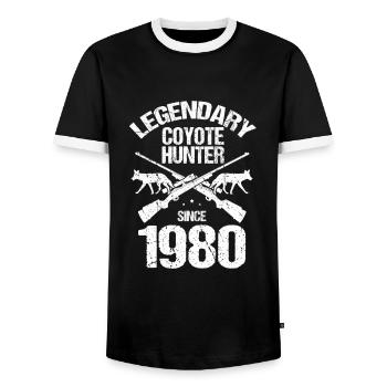 Capture de coyotes et conception de chasseur de coyotes - T-shirt contrasté Homme - noir/blanc - Devant - AI Model Female 172 light (172cm) & AI Model Male 178 light (178cm)