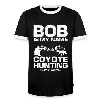 Conception de chasseur de coyote pour la chasse au coyote - T-shirt contrasté Homme - noir/blanc - Devant - AI Model Female 172 light (172cm) & AI Model Male 178 light (178cm)