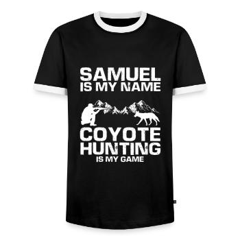 Capture de coyotes et conception de chasseur de coyotes - T-shirt contrasté Homme - noir/blanc - Devant - AI Model Female 172 light (172cm) & AI Model Male 178 light (178cm)