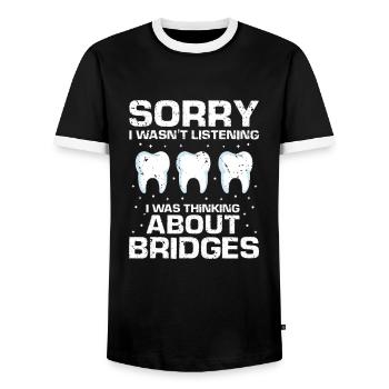 Dental technician for orthodontics and dental laboratory - Men's Ringer Shirt - black/white - Front - AI Model Female 172 light (172cm) & AI Model Male 178 light (178cm)
