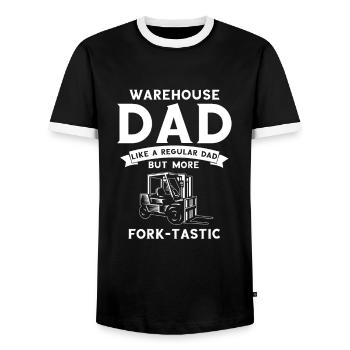 Warehouse drivers and warehouse workers for forklifts - Men's Ringer Shirt - black/white - Front - AI Model Female 172 light (172cm) & AI Model Male 178 light (178cm)