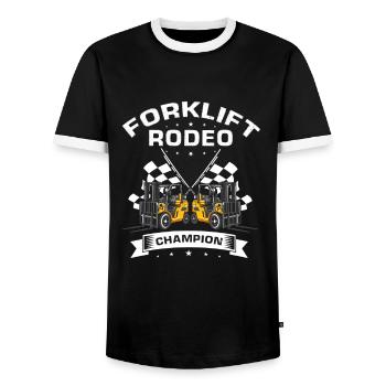 Gabelstaplerfahrer und Lagerhaus Gabestaplerfahrer - Männer Kontrast-T-Shirt - Schwarz/Weiß - Vorne - AI Model Female 172 light (172cm) & AI Model Male 178 light (178cm)