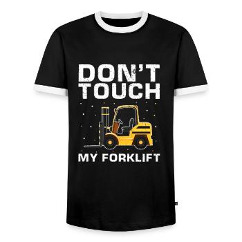 Gabelstaplerbediener und Gabelstaplerfahrer - Männer Kontrast-T-Shirt - Schwarz/Weiß - Vorne - AI Model Female 172 light (172cm) & AI Model Male 178 light (178cm)