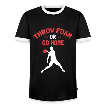 Dodgeball for Dodgeball Player and Gaga Ball - Men's Ringer Shirt - black/white - Front - AI Model Female 172 light (172cm) & AI Model Male 178 light (178cm)