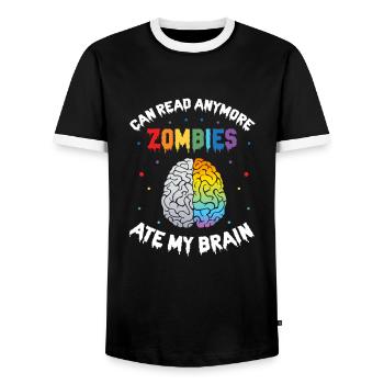 Dyslexia Teacher for Legathenia Therapists - Men's Ringer Shirt - black/white - Front - AI Model Female 172 light (172cm) & AI Model Male 178 light (178cm)