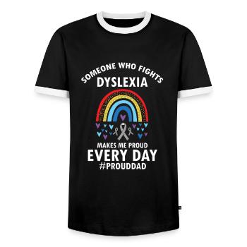 Dyslexia Interventionist for Dyslexia - Men's Ringer Shirt - black/white - Front - AI Model Female 172 light (172cm) & AI Model Male 178 light (178cm)