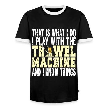 Conception de construction en béton pour les travailleurs de la construction et les chantiers de construction - T-shirt contrasté Homme - noir/blanc - Devant - AI Model Female 172 light (172cm) & AI Model Male 178 light (178cm)