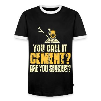 Concrete construction design for construction workers and construction site - Men's Ringer Shirt - black/white - Front - AI Model Female 172 light (172cm) & AI Model Male 178 light (178cm)