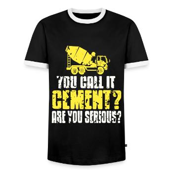Concrete construction design for construction workers and construction site - Men's Ringer Shirt - black/white - Front - AI Model Female 172 light (172cm) & AI Model Male 178 light (178cm)