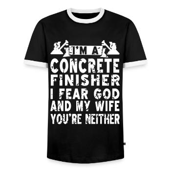 Conception de construction en béton pour les travailleurs de la construction et les chantiers de construction - T-shirt contrasté Homme - noir/blanc - Devant - AI Model Female 172 light (172cm) & AI Model Male 178 light (178cm)