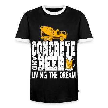 Conception de construction en béton pour les travailleurs de la construction et les chantiers de construction - T-shirt contrasté Homme - noir/blanc - Devant - AI Model Female 172 light (172cm) & AI Model Male 178 light (178cm)