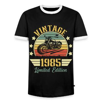 Vintage 1985 Retro Motorrad Geburtstagsgeschenk - Männer Kontrast-T-Shirt - Schwarz/Weiß - Vorne - AI Model Female 172 light (172cm) & AI Model Male 178 light (178cm)