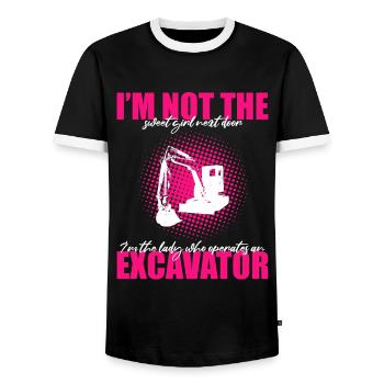 Pelles pour opérateurs de machinerie lourde - T-shirt contrasté Homme - noir/blanc - Devant - AI Model Female 172 light (172cm) & AI Model Male 178 light (178cm)