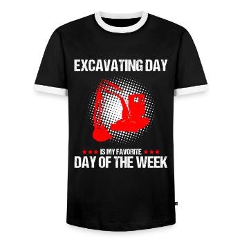 Excavator backing excavators for excavator operators - Men's Ringer Shirt - black/white - Front - AI Model Female 172 light (172cm) & AI Model Male 178 light (178cm)
