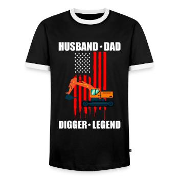 Excavator design for excavator operators - Men's Ringer Shirt - black/white - Front - AI Model Female 172 light (172cm) & AI Model Male 178 light (178cm)