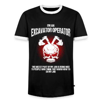 operator and heavy machinery operator - Men's Ringer Shirt - black/white - Front - AI Model Female 172 light (172cm) & AI Model Male 178 light (178cm)