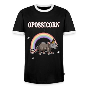Conception d’opossum pour les amateurs d’opossum et d’opossum - T-shirt contrasté Homme - noir/blanc - Devant - AI Model Female 172 light (172cm) & AI Model Male 178 light (178cm)