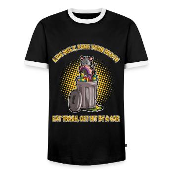 Opossum saying for animal lovers and possum - Men's Ringer Shirt - black/white - Front - AI Model Female 172 light (172cm) & AI Model Male 178 light (178cm)