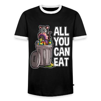 Opossum saying for animal lovers and possum - Men's Ringer Shirt - black/white - Front - AI Model Female 172 light (172cm) & AI Model Male 178 light (178cm)