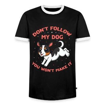 Sports nautiques pour chiens et sports nautiques pour chiens - T-shirt contrasté Homme - noir/blanc - Devant - AI Model Female 172 light (172cm) & AI Model Male 178 light (178cm)